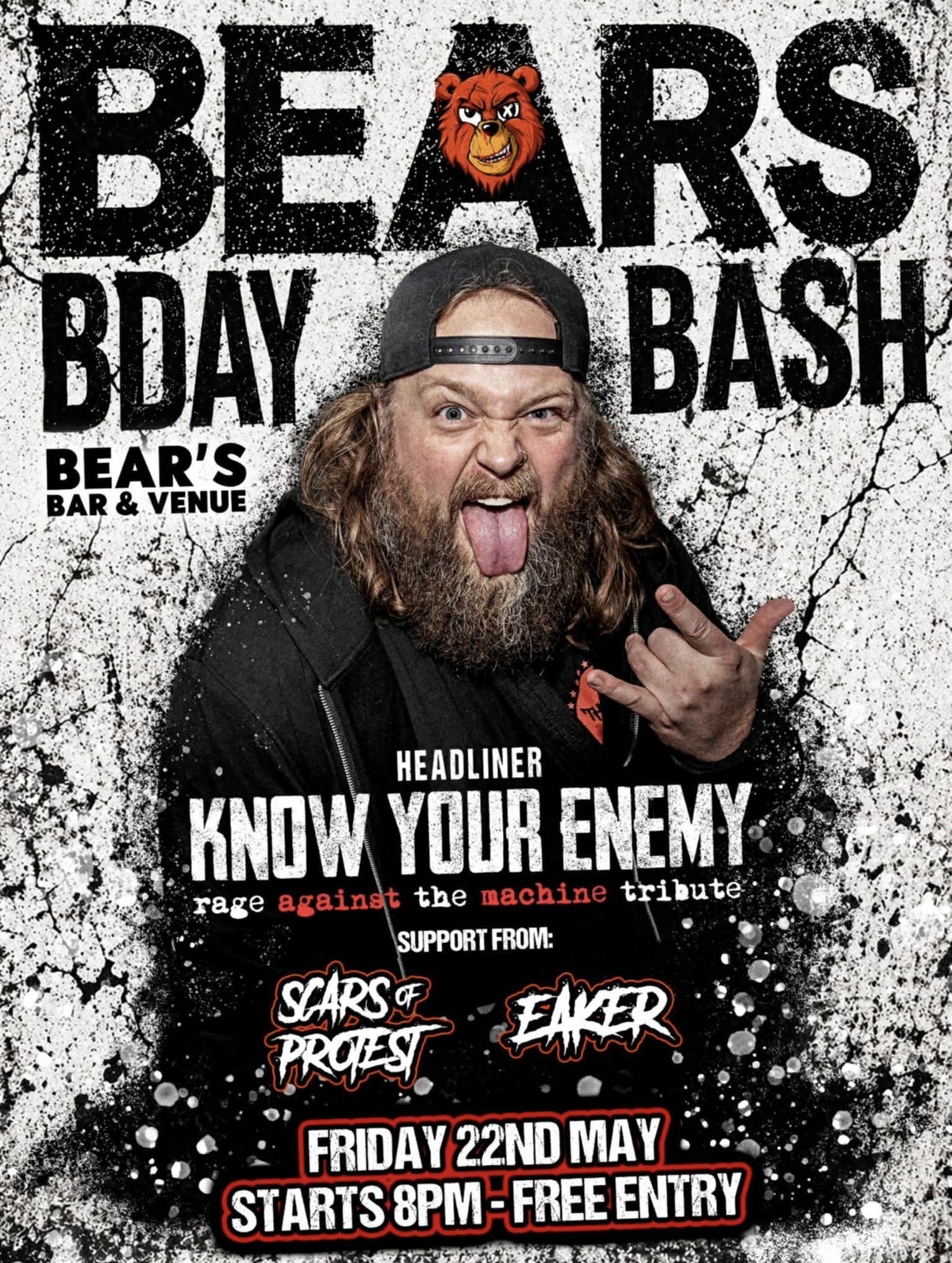Poster for Scars of Protest at Bears’s Bar & Venue